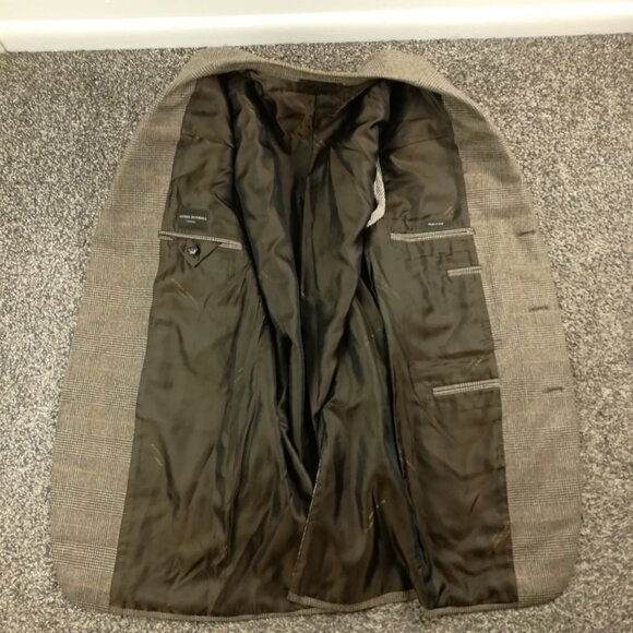 NWOT Alfred Dunhill Suit Wool Cashmere Glen Plaid Beige Brown 38R 30W Italy Made - Picture 5 of 14